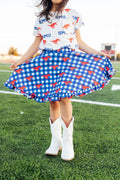 Mila & Rose ® SMU Plaid Mustang Ruffle Twirl Skort — main product shot