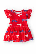 Mila & Rose ® SMU Red Mustang Flutter Twirl Bodysuit — main product shot