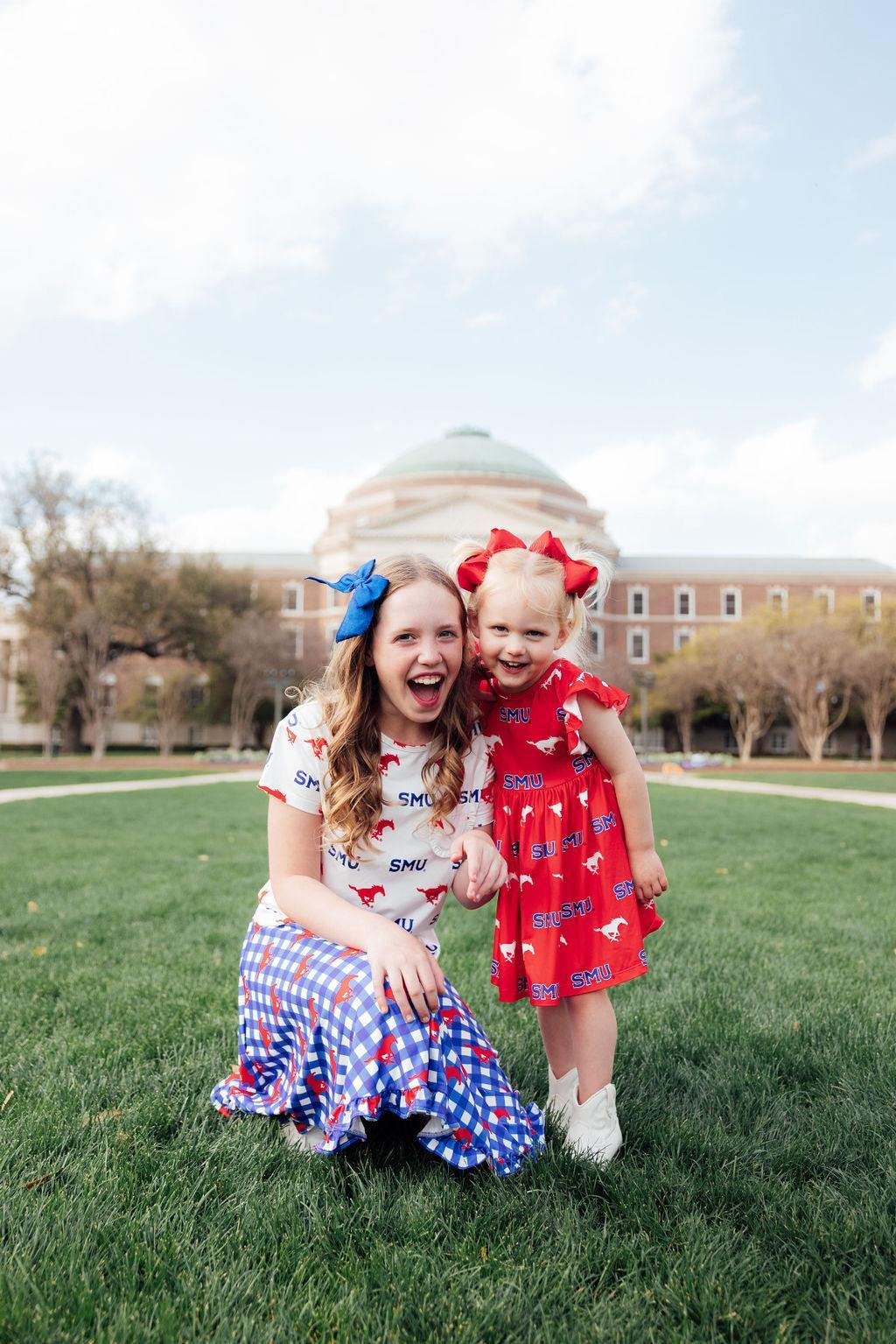 Mila & Rose ® SMU Red Mustang Flutter Twirl Dress — side view
