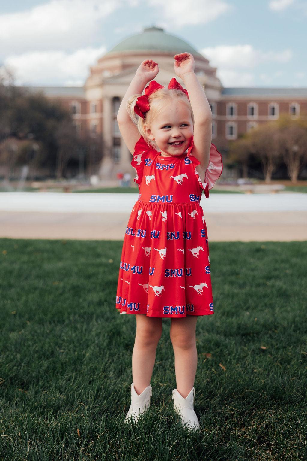 Mila & Rose ® SMU Red Mustang Flutter Twirl Dress — main product shot
