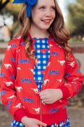 Mila & Rose ® SMU Red Mustang Satin Jacket — main product shot