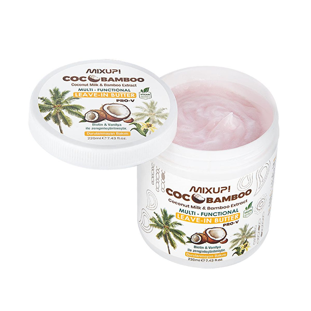 Mixup. CocoBamboo Hair Leave-In Treatment: Repair, Hydrate & Shine with Coconut Oil & Bamboo for Dry, Damaged Hair - 7.44 fl oz
