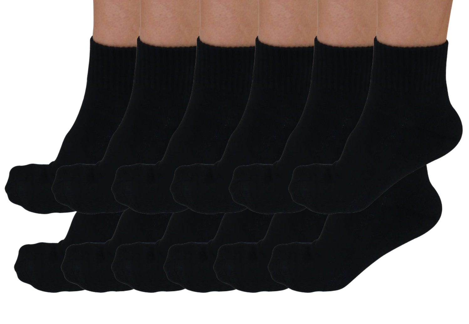 Spun Bamboo 1/4 Crew Bamboo Viscose Socks Unisex Black Color - 12-pack — main product shot