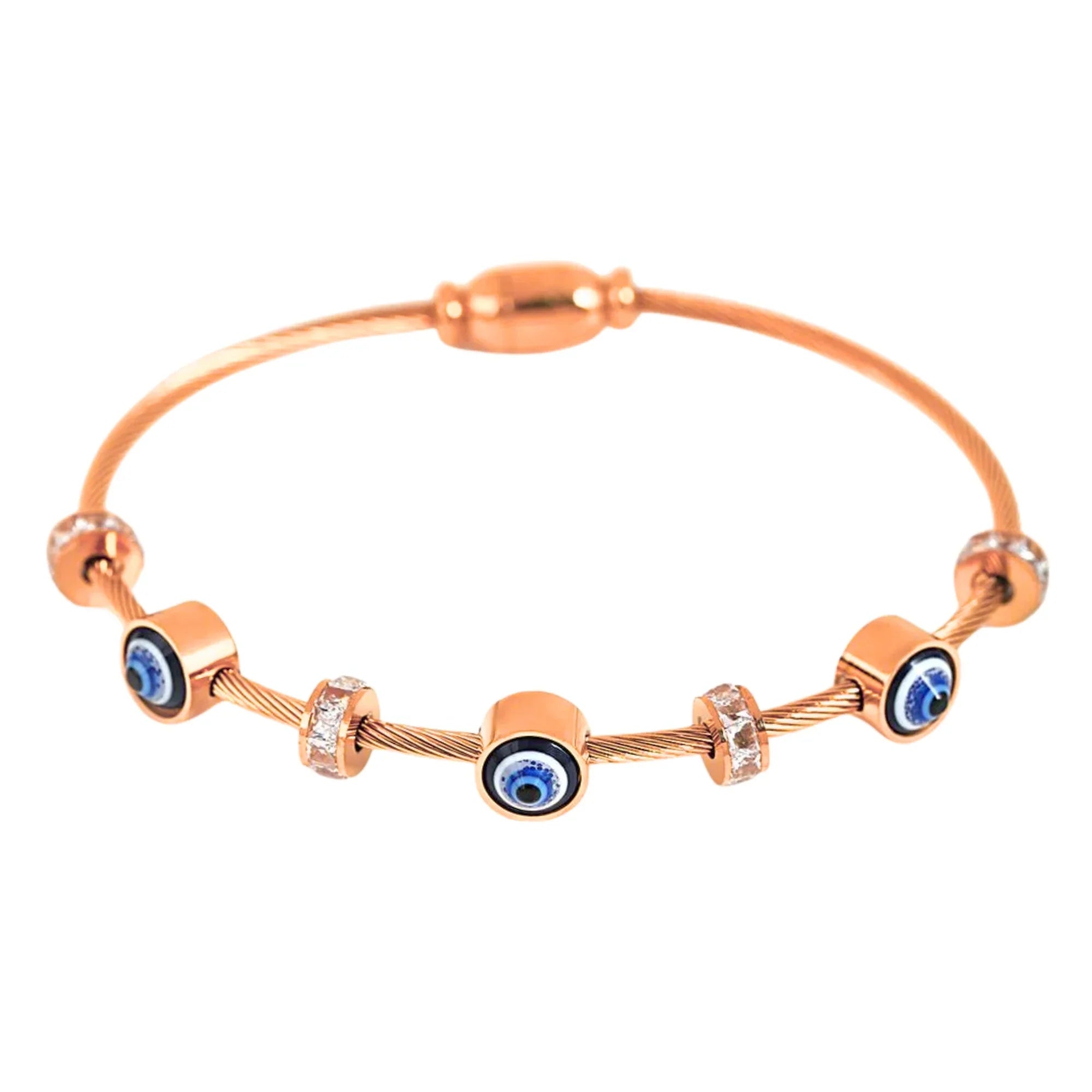 SORI STYLE Rose Gold Evil Eye Bangle Bracelet — main product shot