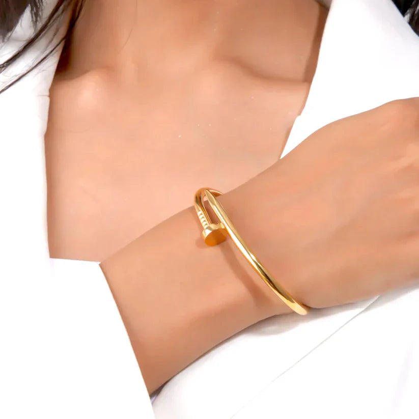 SORI STYLE Elegant Nail Bracelet -Minimalist Screw Bangle Jewelry — alternative angle