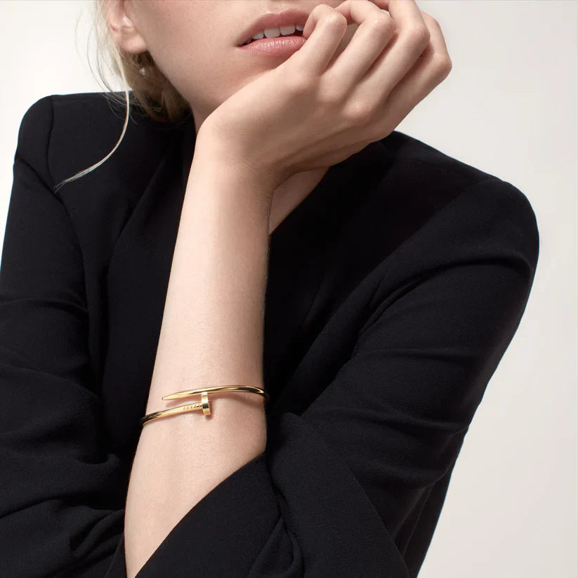 SORI STYLE Elegant Nail Bracelet -Minimalist Screw Bangle Jewelry — in-use photo