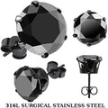 BodyCandy Spikes Stainless Steel Black Round CZ Stud Earrings — main product shot