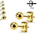BodyCandy Gold IP 316L Stainless Steel Ball Stud Earrings 3mm to 7mm Sizes — main product shot