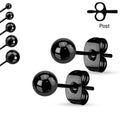 BodyCandy Black IP 316L Stainless Steel Ball Stud Earrings 3mm to 7mm Sizes — main product shot