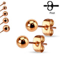 BodyCandy Rose Gold IP 316L Stainless Steel Ball Stud Earrings 3mm to 7mm Sizes — main product shot