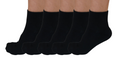 Spun Bamboo 1/4 Crew Bamboo Viscose Socks Unisex Black Color - 5-pack — main product shot
