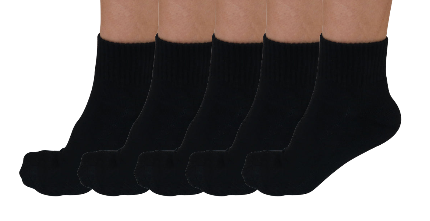 Spun Bamboo 1/4 Crew Bamboo Viscose Socks Unisex Black Color - 5-pack — main product shot
