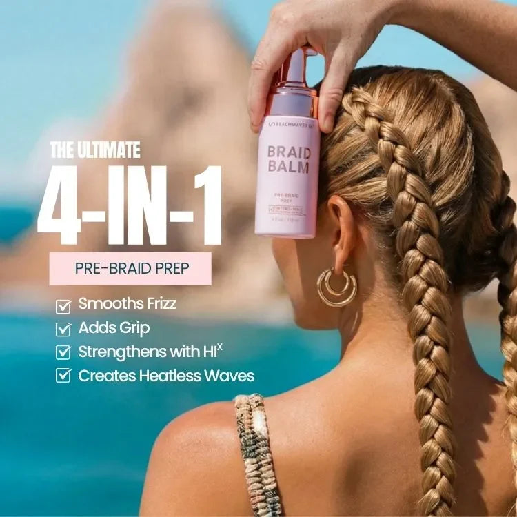The Beachwaver Co. Braid Balm Pre-Braid Prep — comparison shot