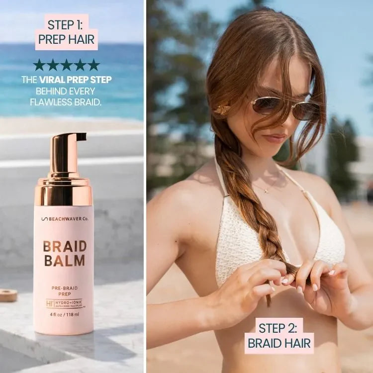 The Beachwaver Co. Braid Balm Pre-Braid Prep — lifestyle context