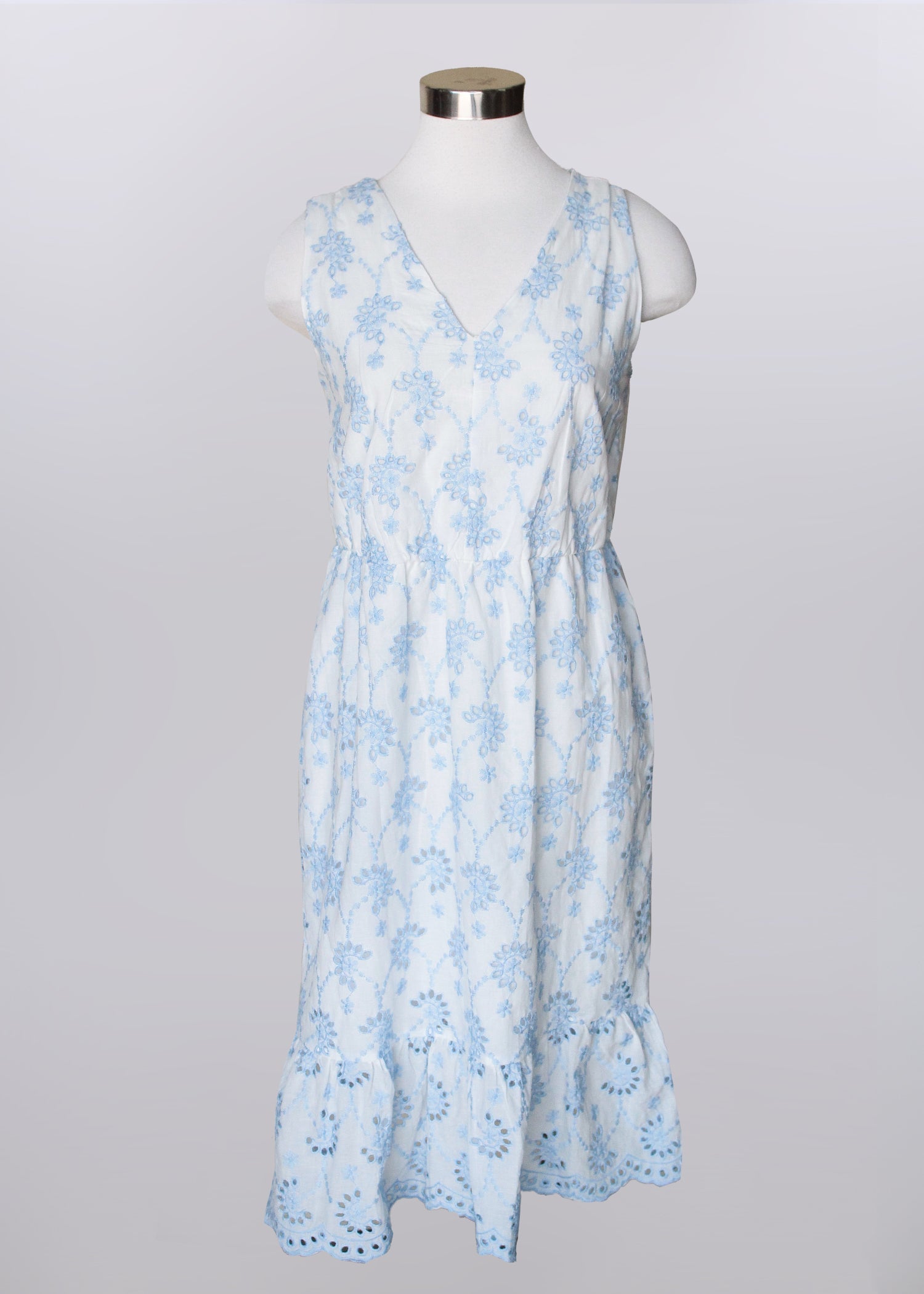 KADOU BOUTIQUE Sleeveless Eyelet Embroidered Dress — main product shot