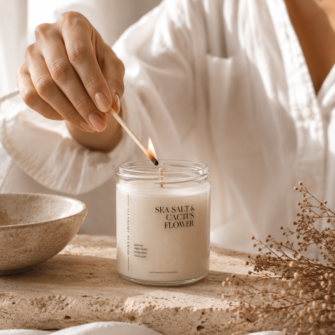 Sea Salt & Cactus Flower Candle – Mobaak Aromatherapy Shoppe, view 3