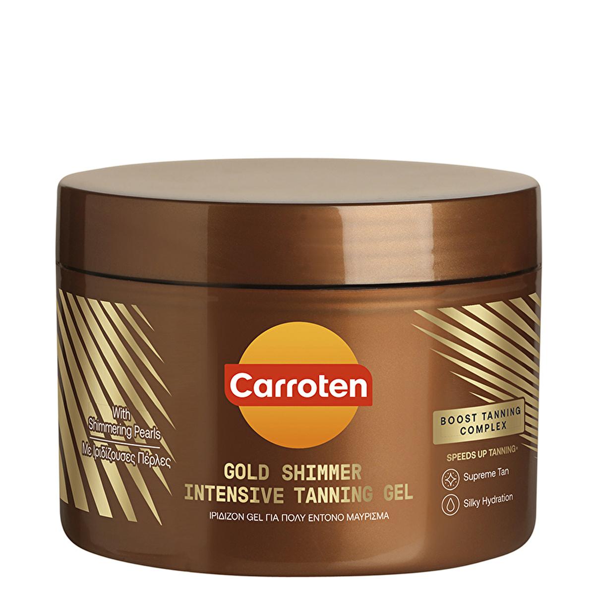 Carroten Gold Shimmer Tanning Gel SPF 0: Achieve a Deep, Radiant Bronze with Carrot & Coconut Oils | Moisturizing Sun Tanning Lotion