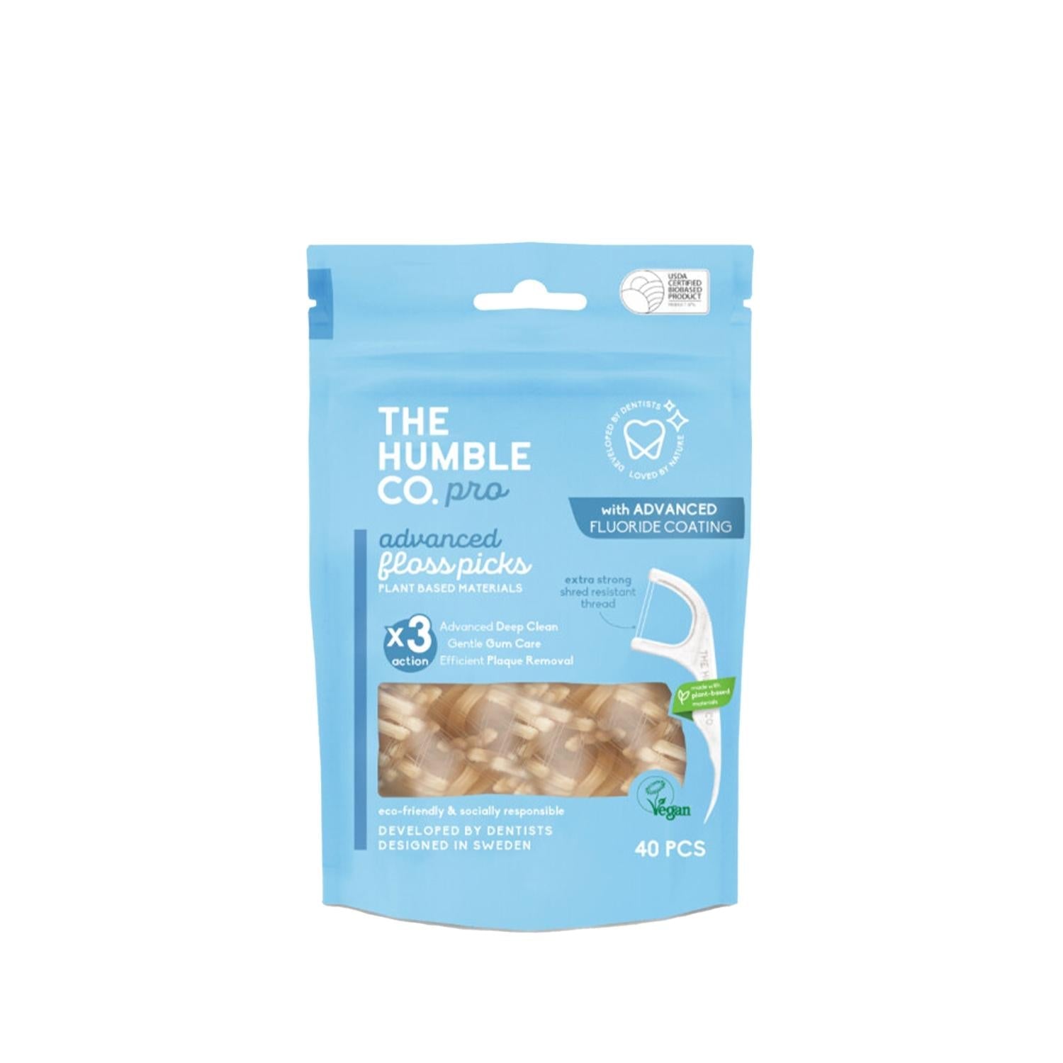 The Humble Co Pro Advanced Floss Picks - Eco-Friendly Dental Floss Picks for Effective Interdental Cleaning