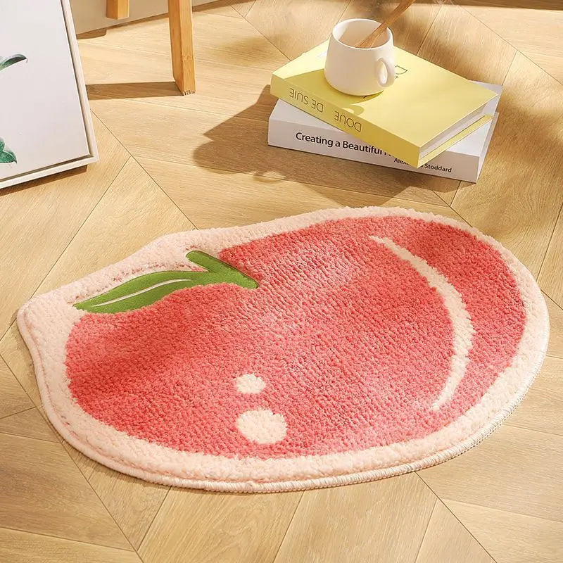 Perfecsy VIKAMA Little Fresh Fruit Special Imitation Cashmere Carpet Warm Machine Washable Bathroom Door Carpet Porch Mat Hom
