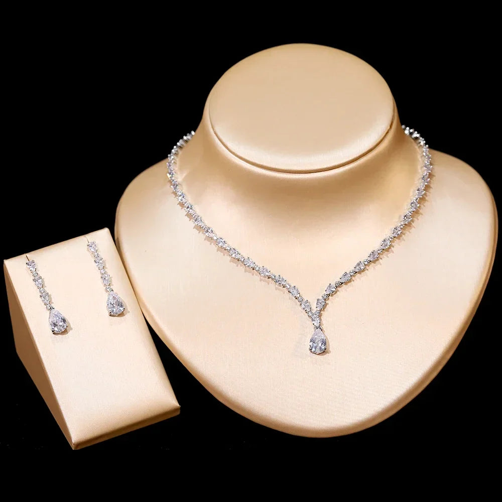 Envy NYC Dazzling Cubic Zirconia Water Drop Earrings 2 Piece Set — detail shot 7