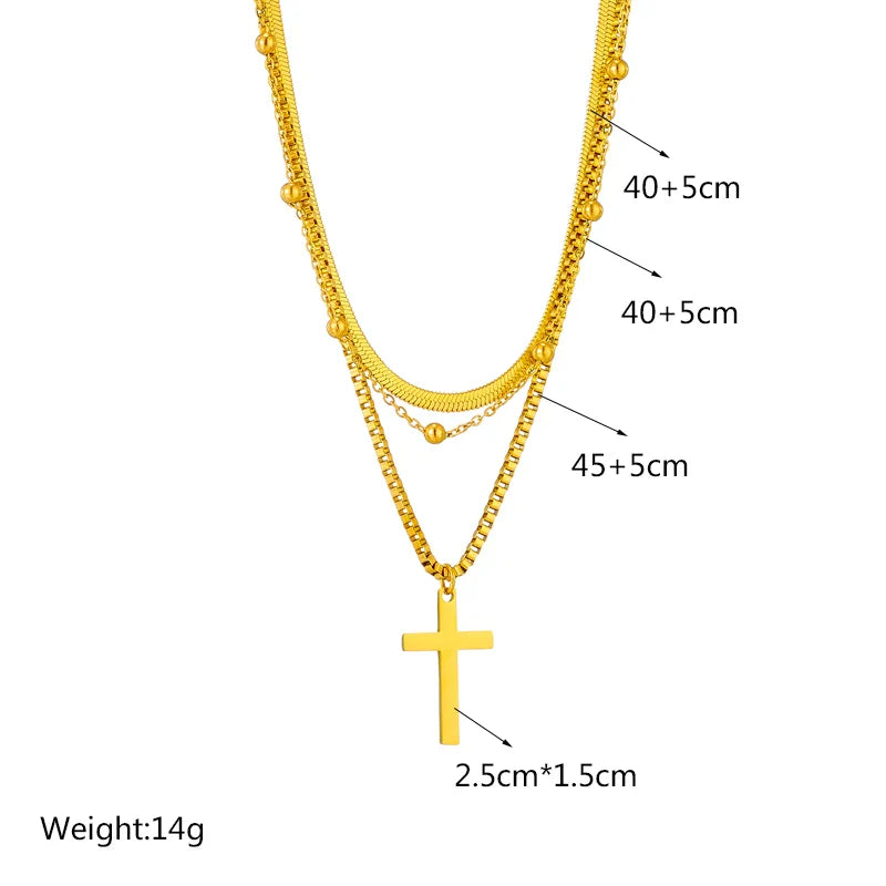 MyClosetAid Stainless Steel Gold Color Cross Pendant Necklace — detail close-up
