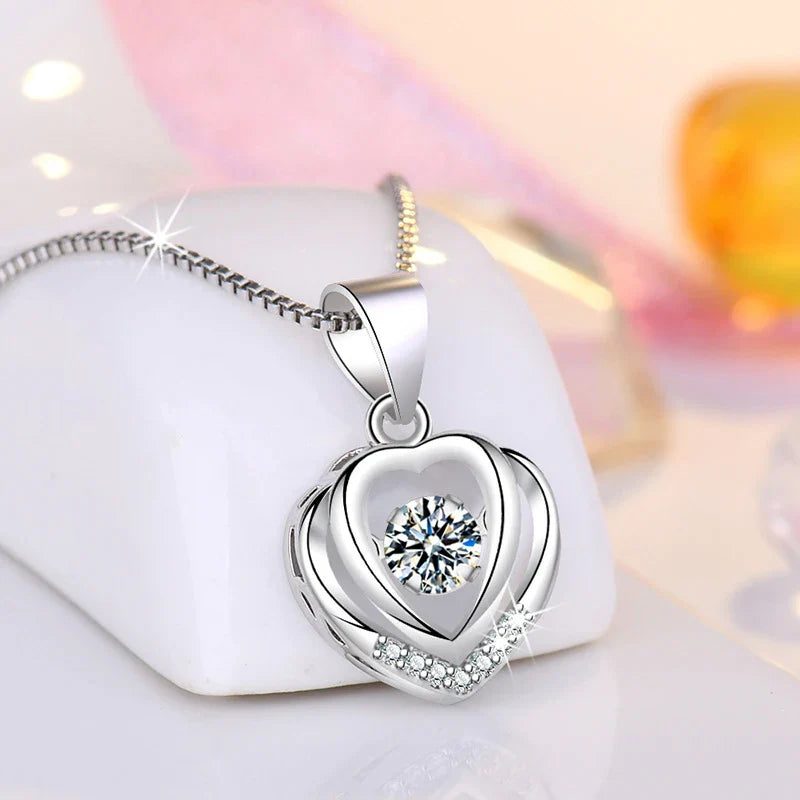 SORI STYLE 925 Sterling Silver Heart Pendant Necklace for Women — lifestyle context