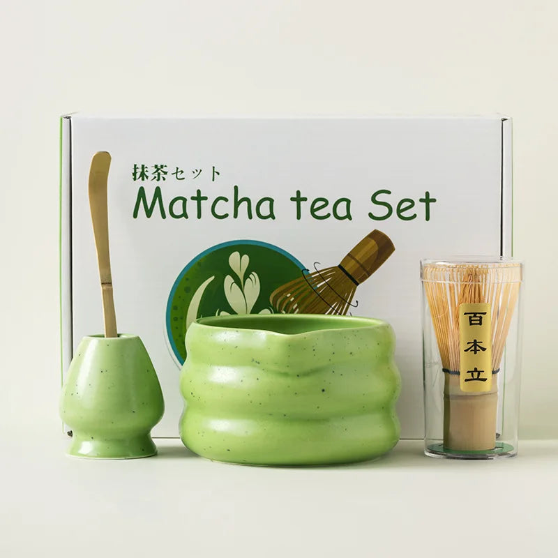 4/5/7pcs Matcha Set Ceramic Tea Bowl Traditional Japanese Tea Making Tools matcha- tea set tea- whisk bamboo matchas brush set