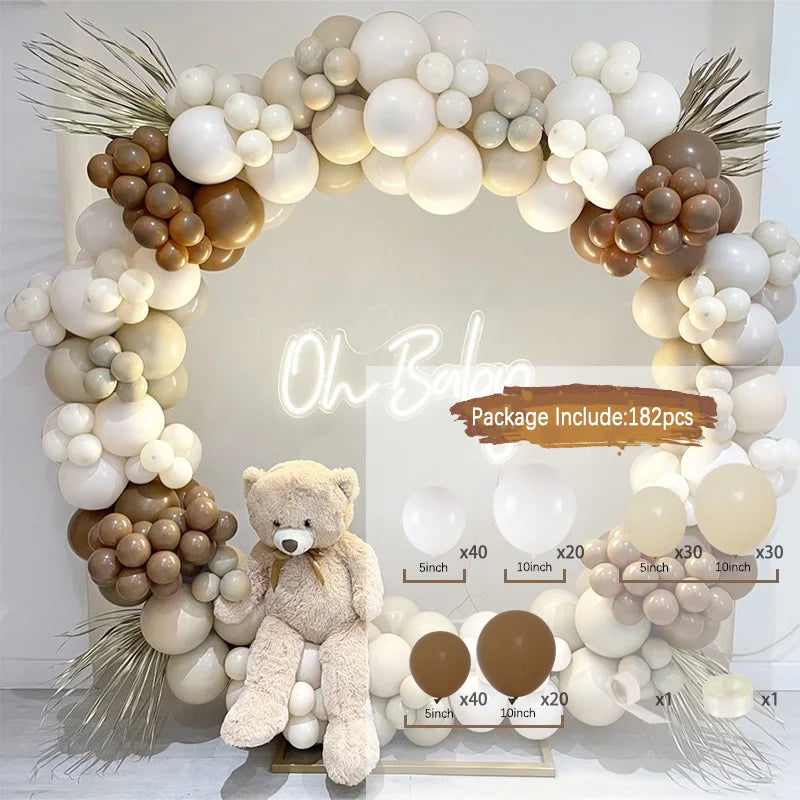 Perfecsy Sand White Balloon Garland Arch Kit Happy Birthday Party Decoration Kids Baby Shower Globos Wedding Birthday Party L