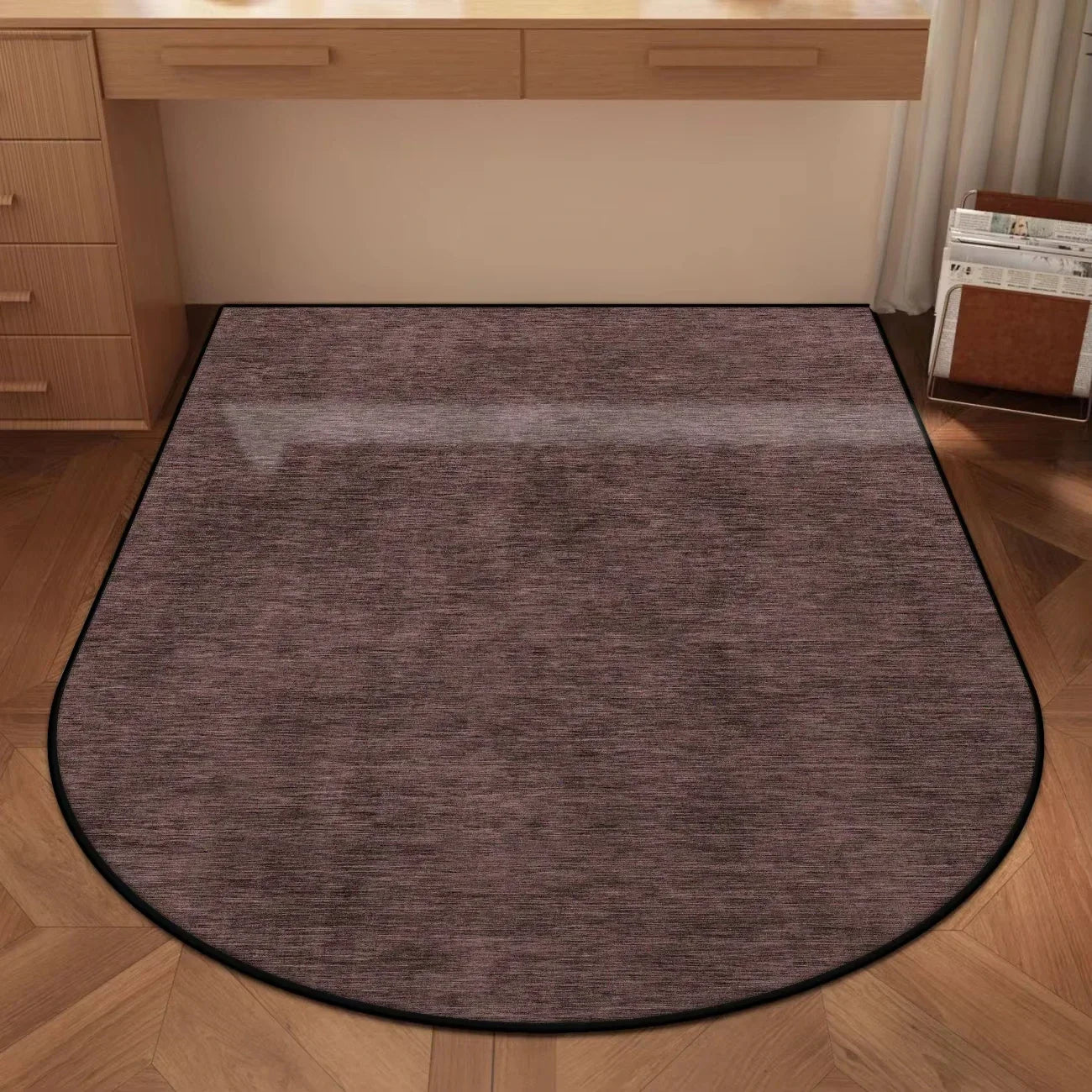 Perfecsy VIKAMA Solid-Color Arched Carpet Study Desk And Chair Floor Mat Office, Study Swivel Chair Floor Protection Pad Home