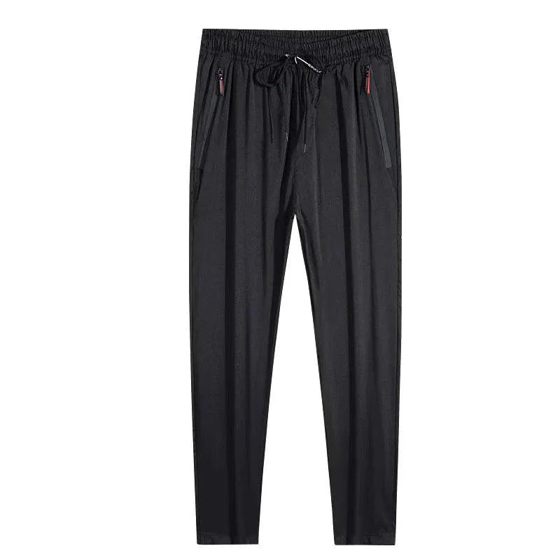 Men's Casual Pants Straight Slim Fit Elastic Waist Jogger Korean Classic Blue Black Gray Male Brand Trousers Plus Size