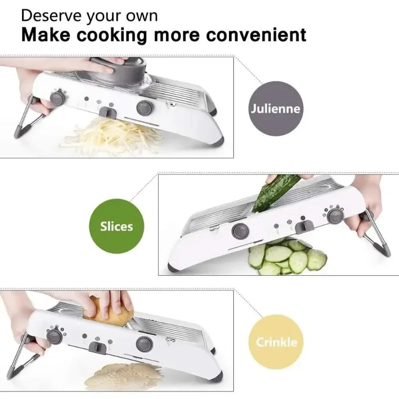 Adjustable Stainless Steel Mandoline Slicer, Vegetable Julienner, Grater, Onion, Potato, Cutter, 18 Types
