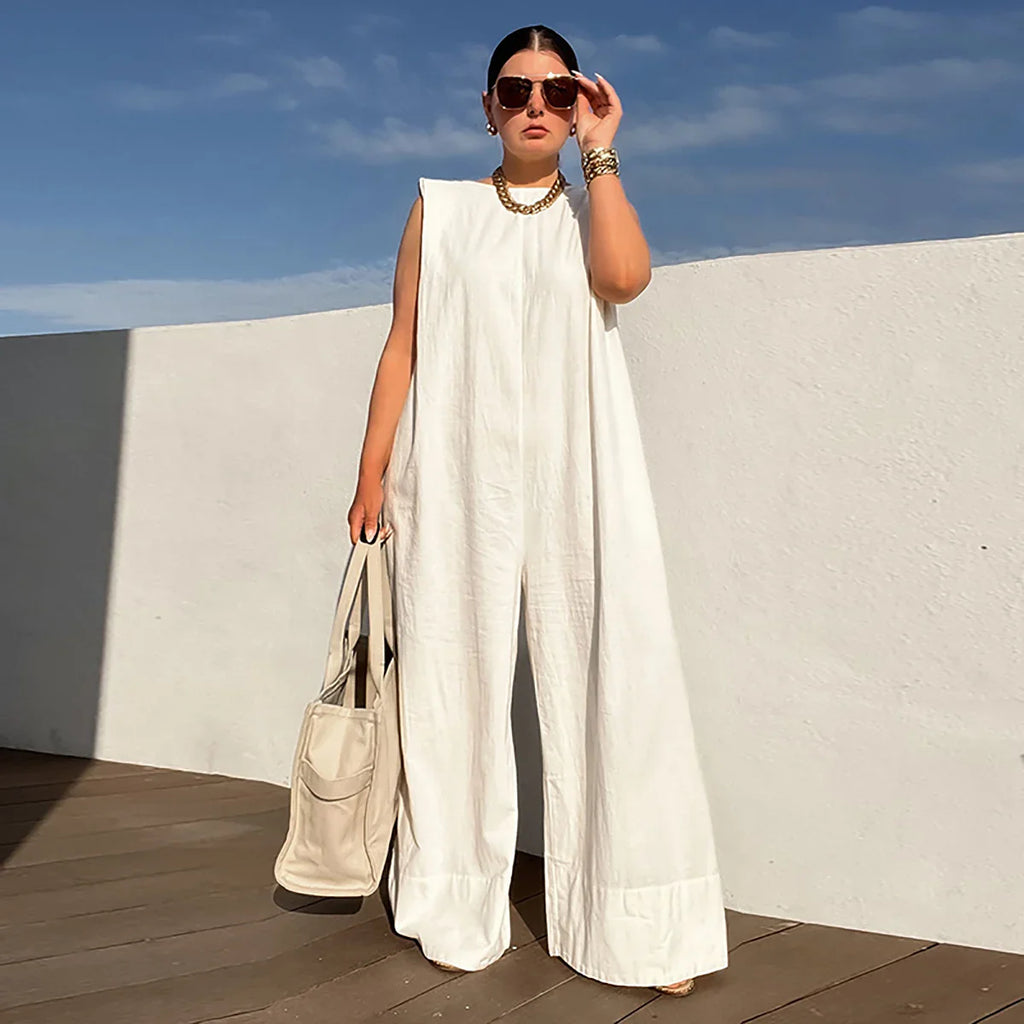 Envy NYC Envy NYC Sleeveless Wide Leg Fitness Jumpsuit — construction detail