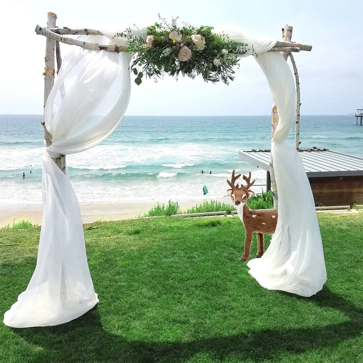 Perfecsy Wedding Arch Drape Chiffon Fabric Draping Curtain Drapery Wedding Birthday Party Decor Draping Ceremony Reception Ha