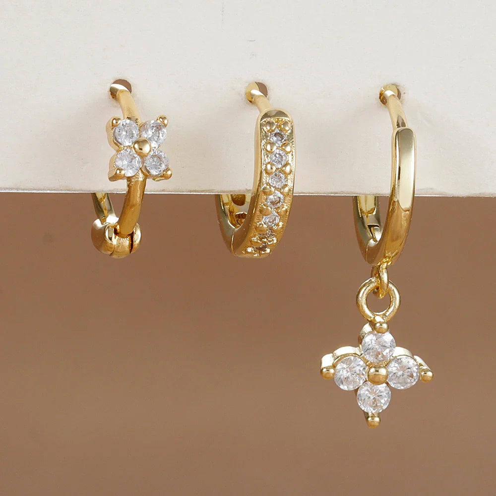 SORI STYLE 3PCS Flower Drop and Dangle Earring — size reference