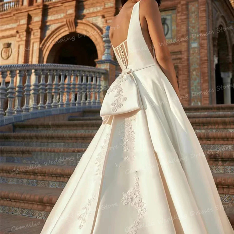 Envy NYC Envy NYC Bridal Satin Wedding Dress — construction detail