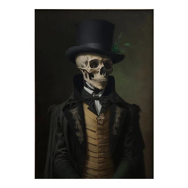 Perfecsy Retro Crow Witch Bat Skull Dark Academia Gothic Victorian Style Wall Art Canvas Painting Poster Print Halloween Gift