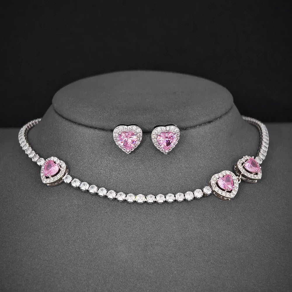 MyClosetAid Pink Heart Necklace set — main product shot
