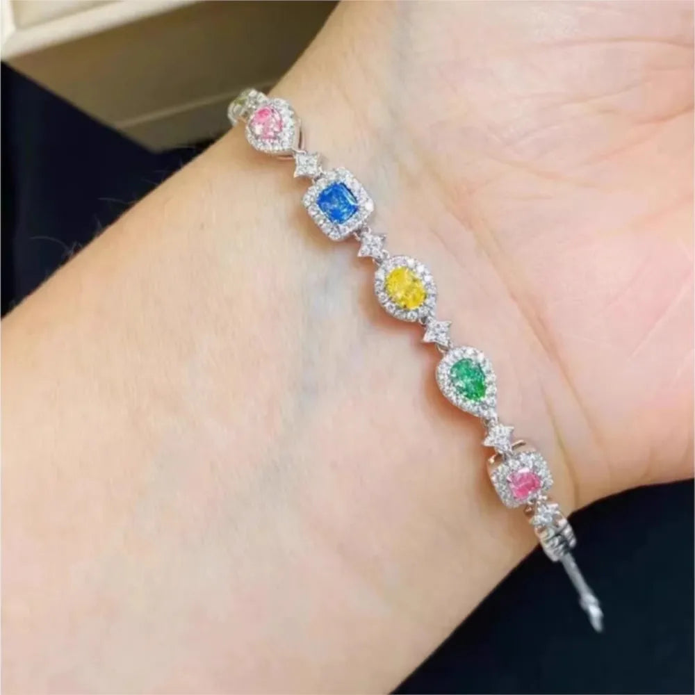 MyClosetAid Colorful Rhinestone Bracelet — detail close-up