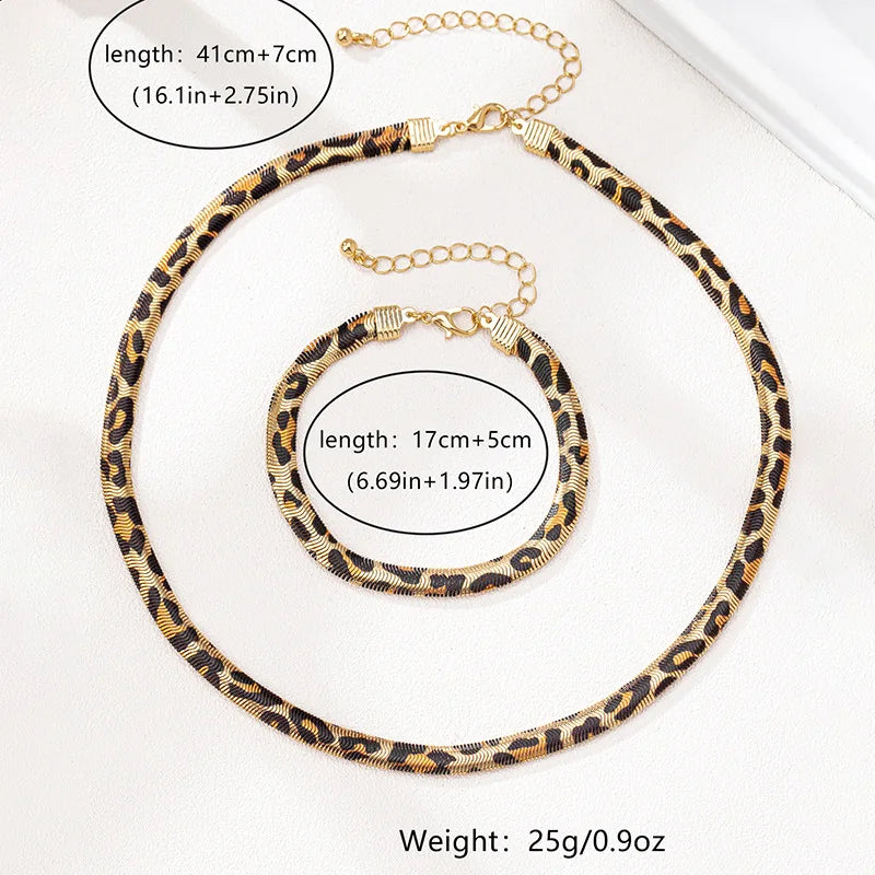 MyClosetAid Leopard Print Snake Bracelet Necklace Set — lifestyle context