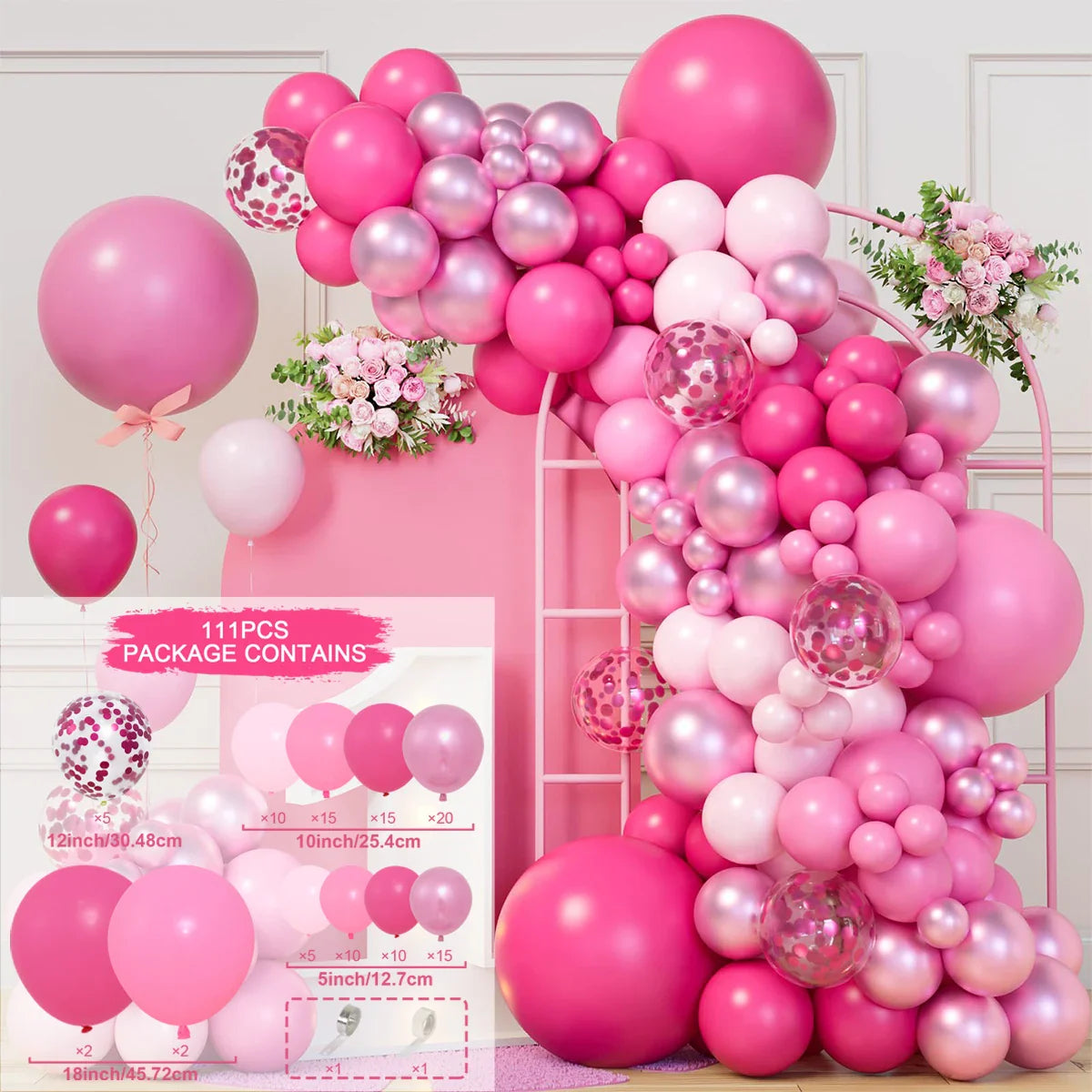 Perfecsy Pink Red Balloon Garland Arch Kit Happy Birthday Party Decoration Kids Wedding Birthday Balloon Latex Baloon Baby Sh