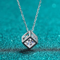 SORI STYLE S925 Sterling Silver 1CT Moissanite Square Pendant Necklace — back view