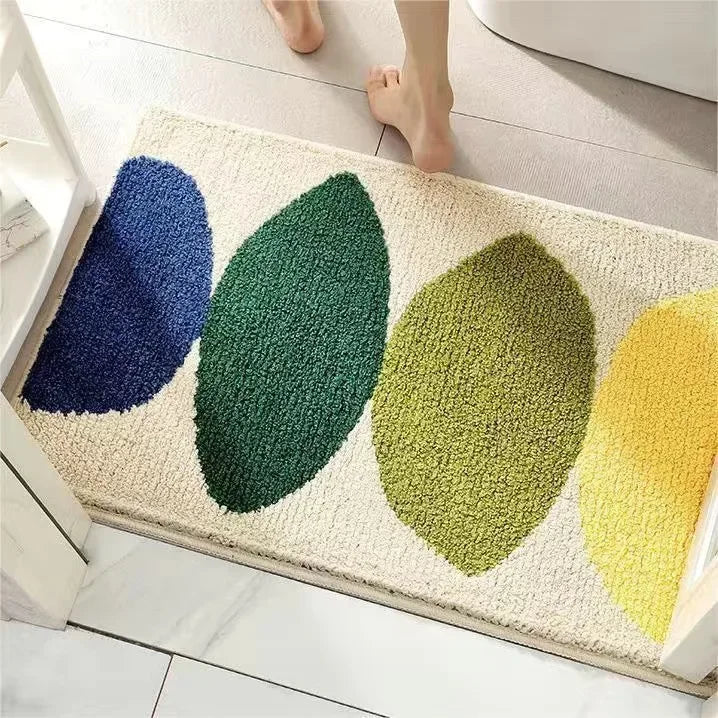 Perfecsy VIKAMA | Fresh Floral Imitation Cashmere Rug - Non-Slip, Absorbent Bathroom Mat/Living Room Doormat/Multi-Purpose Fo