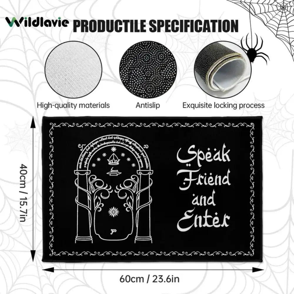 Perfecsy VIKAMA The Lord of the Rings Welcome Friends Doormat Halloween Home Decor Indoor Outdoor Rug RV Camping Mat — detail