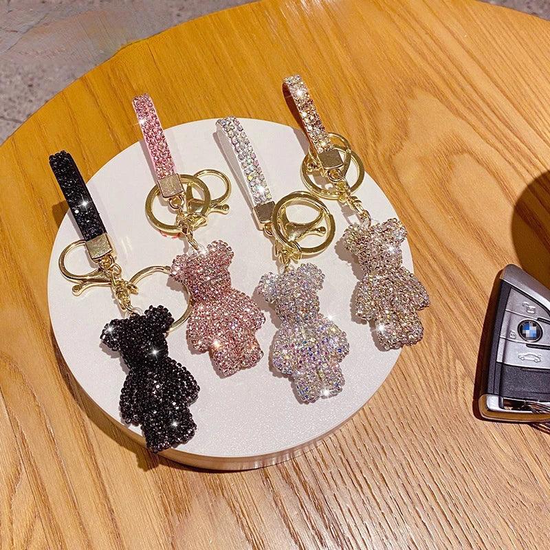 MyClosetAid Rhinestones Bear Keychain — detail close-up