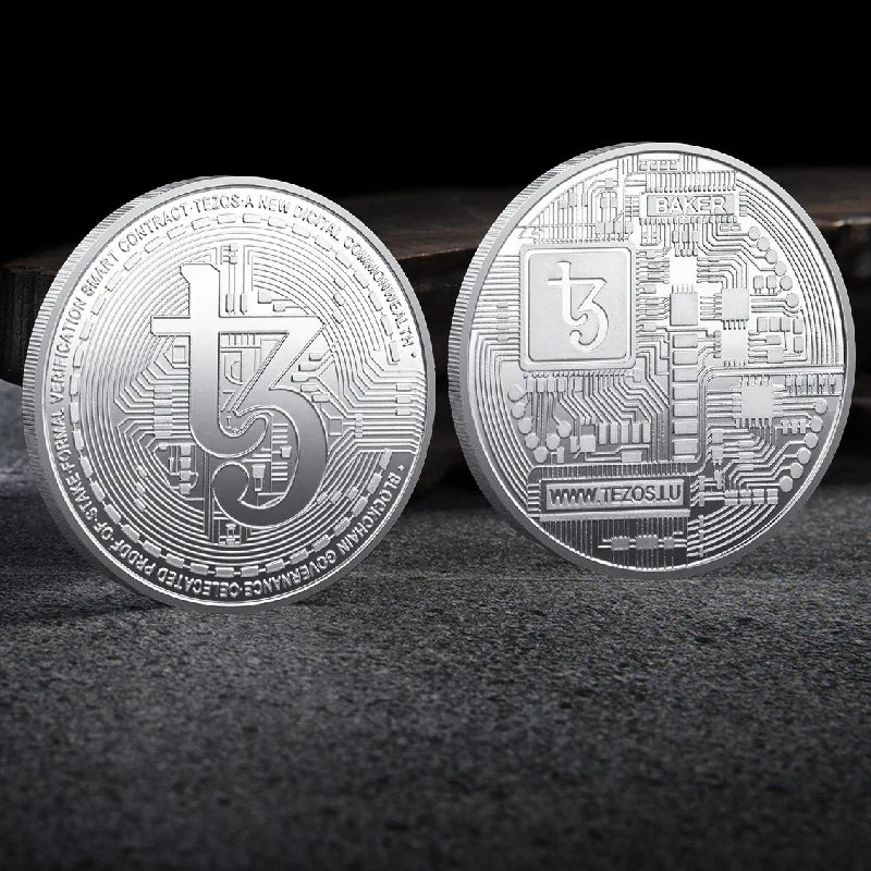 Bitcoin BTC ETH ADA XLM SHIB DOGE XRP SOL DOT LINK LTC UNI Coin Physical Metal Crypto Currency Coin Collection with Plastic Case
