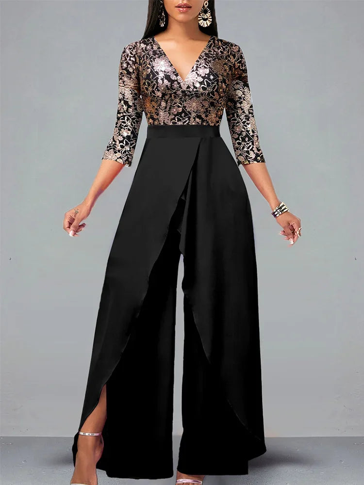 Envy NYC Envy NYC Celebrate Floral Loose Fit Jumpsuit — construction detail