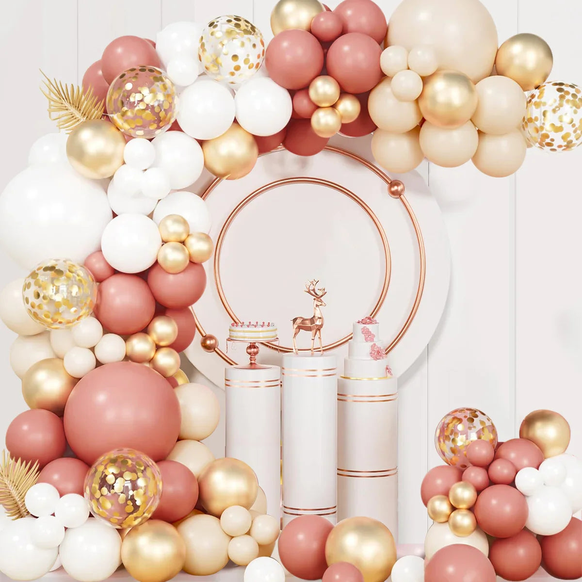 Perfecsy Retro Pink White Gold Balloons Garland Arch Kit Birthday Party Decoration Kids Baby Shower Wedding Party Supplies Le