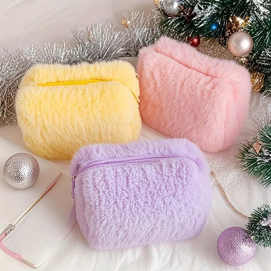 Perfecsy Comfortable Winter Plush Cosmetics Storage Bag - Portable Cosmetics Storage Bag Tote Bag, Stationery Pencil Case — m