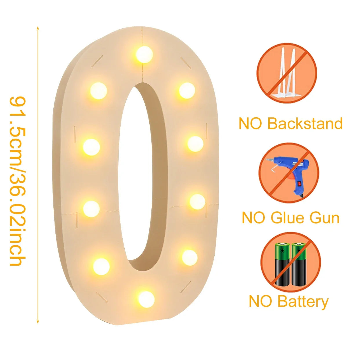 91.5CM Giant Number Led Light Frame 1st Birthday Party Decor Kids Wedding 30th 50th 60th Birthday Party Supplies Baby Shower