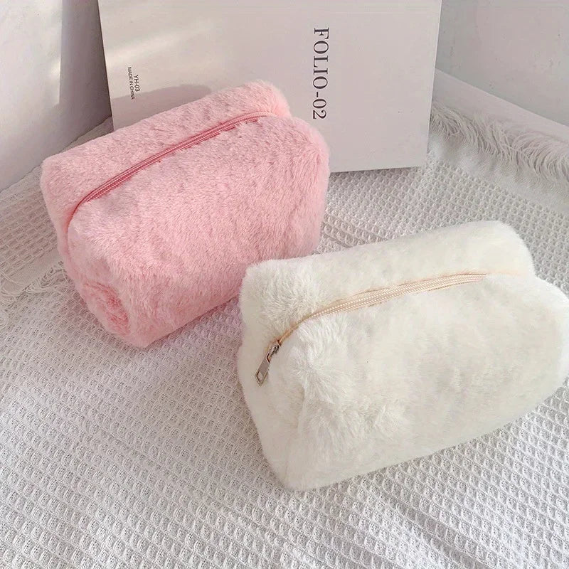 Perfecsy Comfortable Winter Plush Cosmetics Storage Bag - Portable Cosmetics Storage Bag Tote Bag, Stationery Pencil Case — s